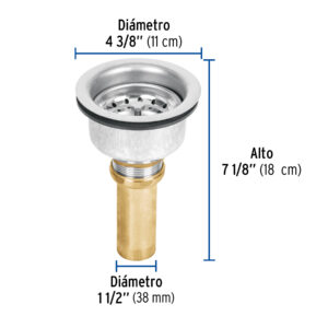 Contracanasta 3-1/2' inox, instala-fácil, tubo latón, FOSET - Imagen 4