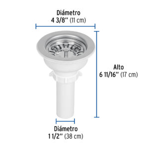 Contracanasta 3-1/2' inox, instala-fácil, tubo plást, FOSET - Imagen 4
