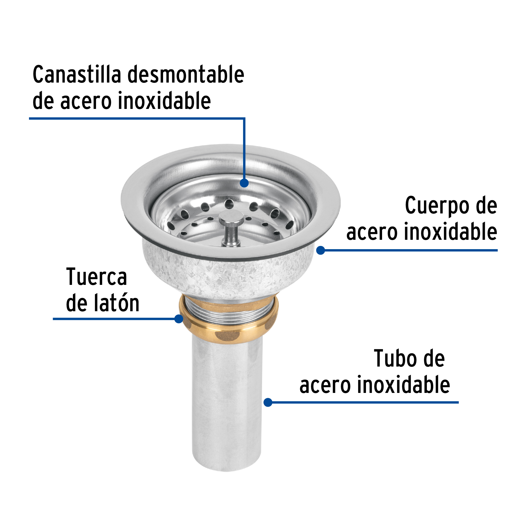 Contracanasta 3-1/2' inox, instala-fácil, tubo inox, FOSET - Imagen 3