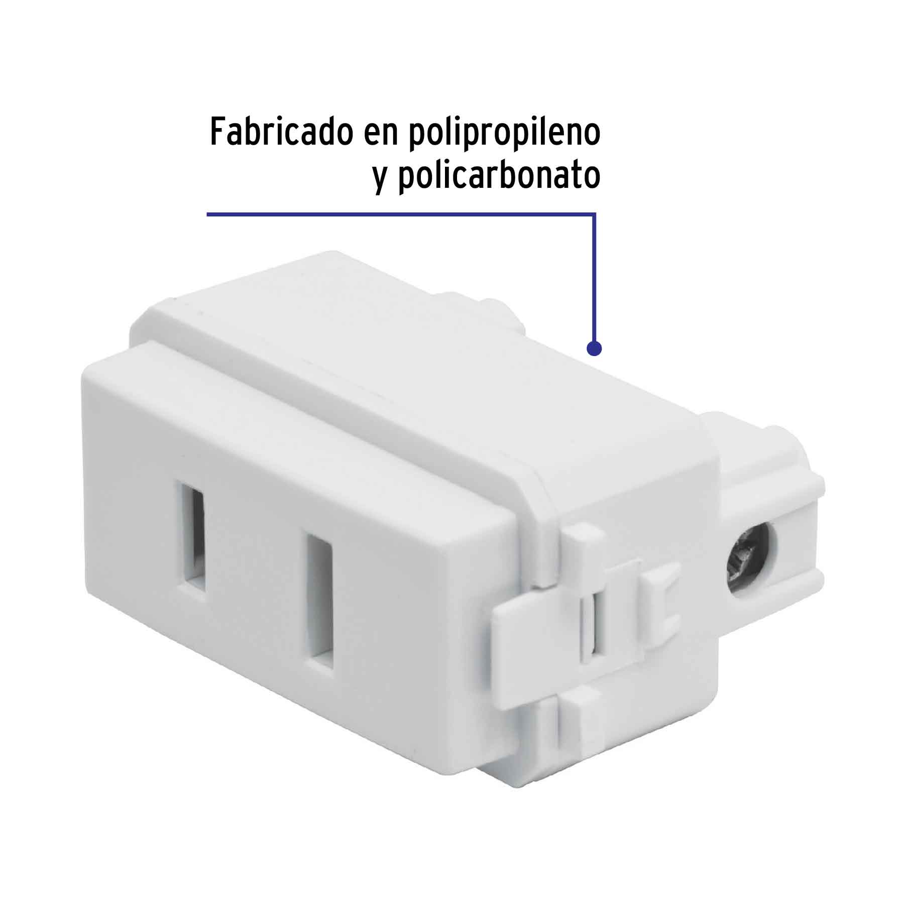 Contacto sencillo, 2polos, sin tierra, línea Italiana,blanco - Imagen 3