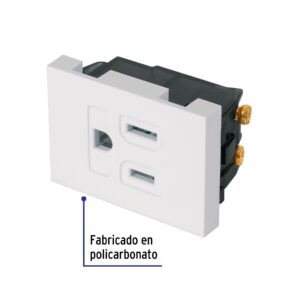 Contacto aterrizado, 1.5 módulos, línea Española, blanco - Imagen 3