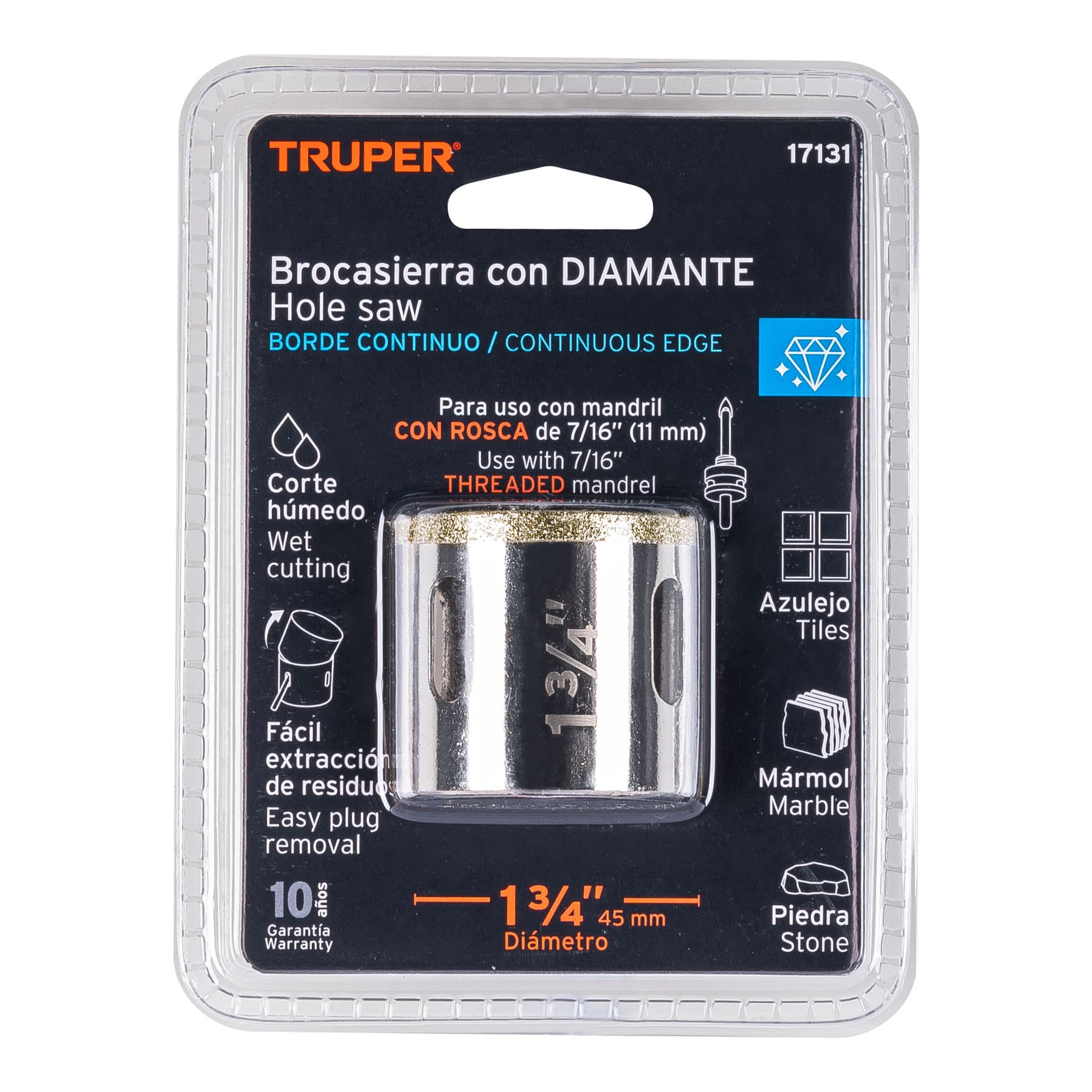 Brocasierra diamante 1-3/4' borde continuo, TRUPER - Imagen 5
