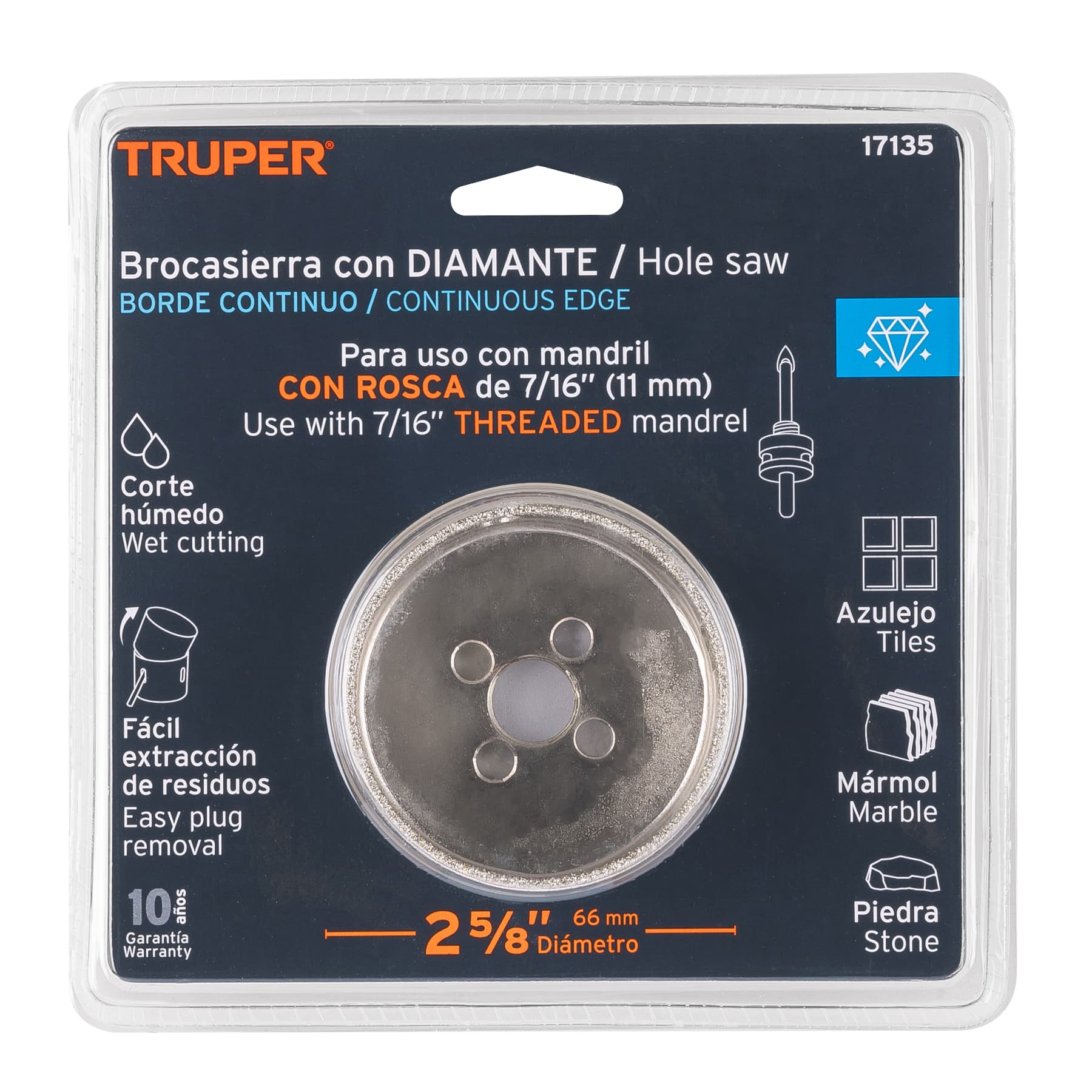 Brocasierra diamante 2-5/8' borde continuo, TRUPER - Imagen 5