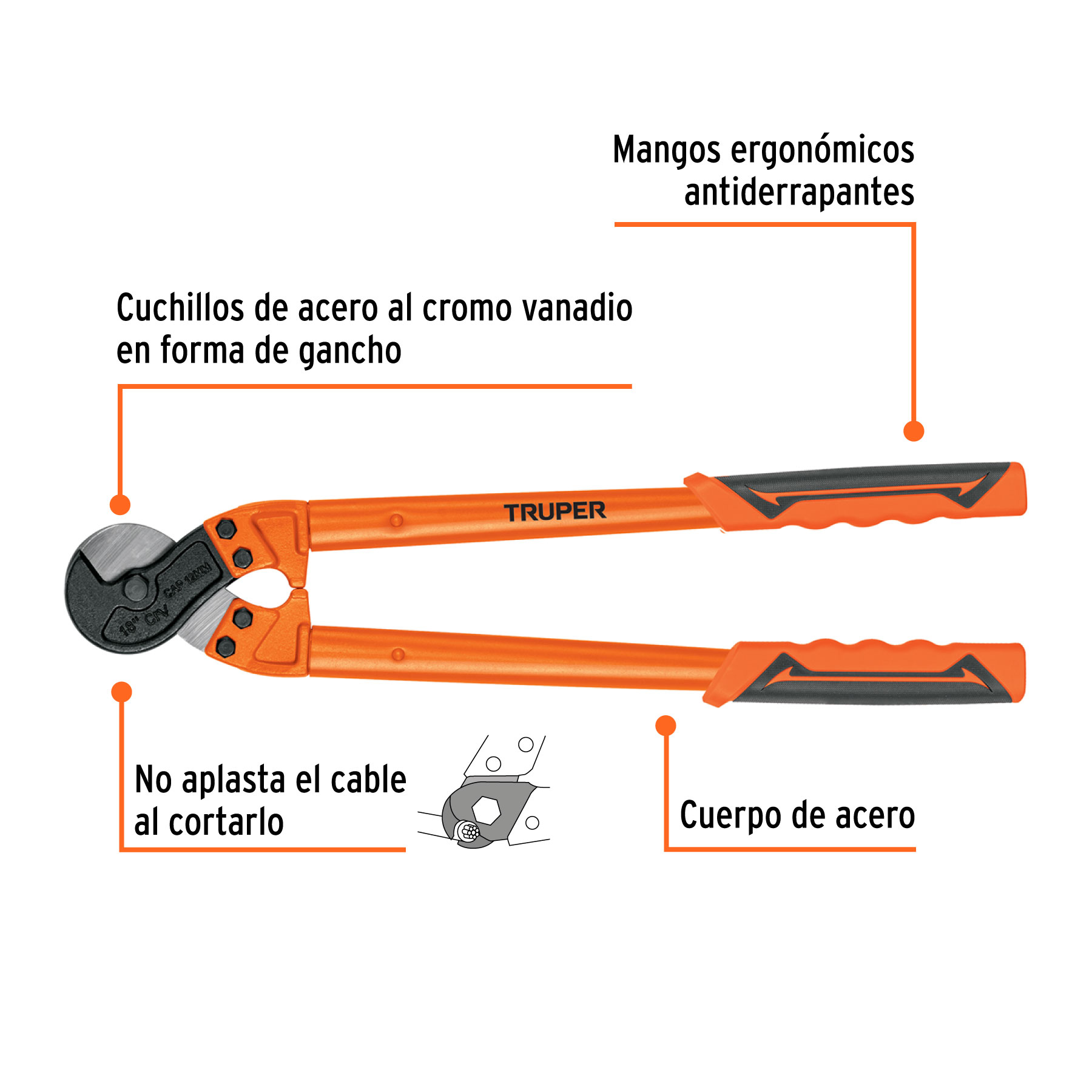 Cortador de 18' de cable y alambre, TRUPER - Imagen 3