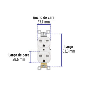 Contacto dúplex, cara de chino, Standard, blanco, VOLTECK - Imagen 3