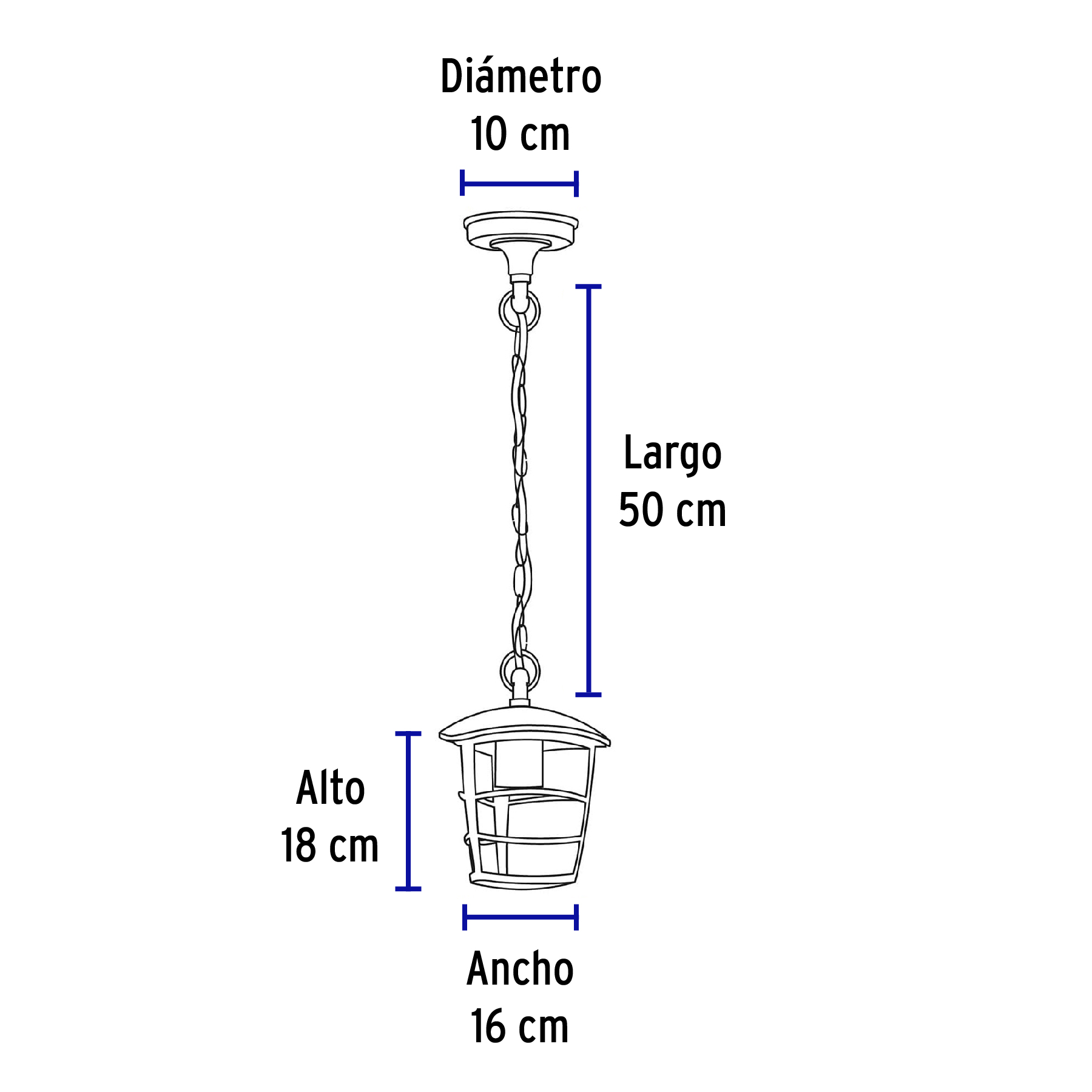 Arbotante tipo farol moderno colgante para exteriores, negro - Imagen 4