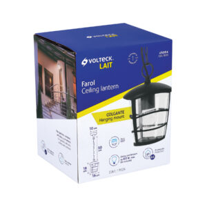Arbotante tipo farol moderno colgante para exteriores, negro - Imagen 6