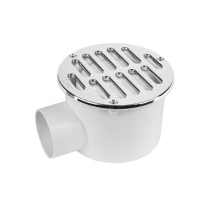 Coladera 5' salida lateral, ABS, rejilla cromada 3 tornillos