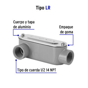 Condulet 1/2' conexión tipo LR, VOLTECK - Imagen 3