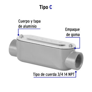 Condulet 3/4' conexión tipo C, VOLTECK - Imagen 3