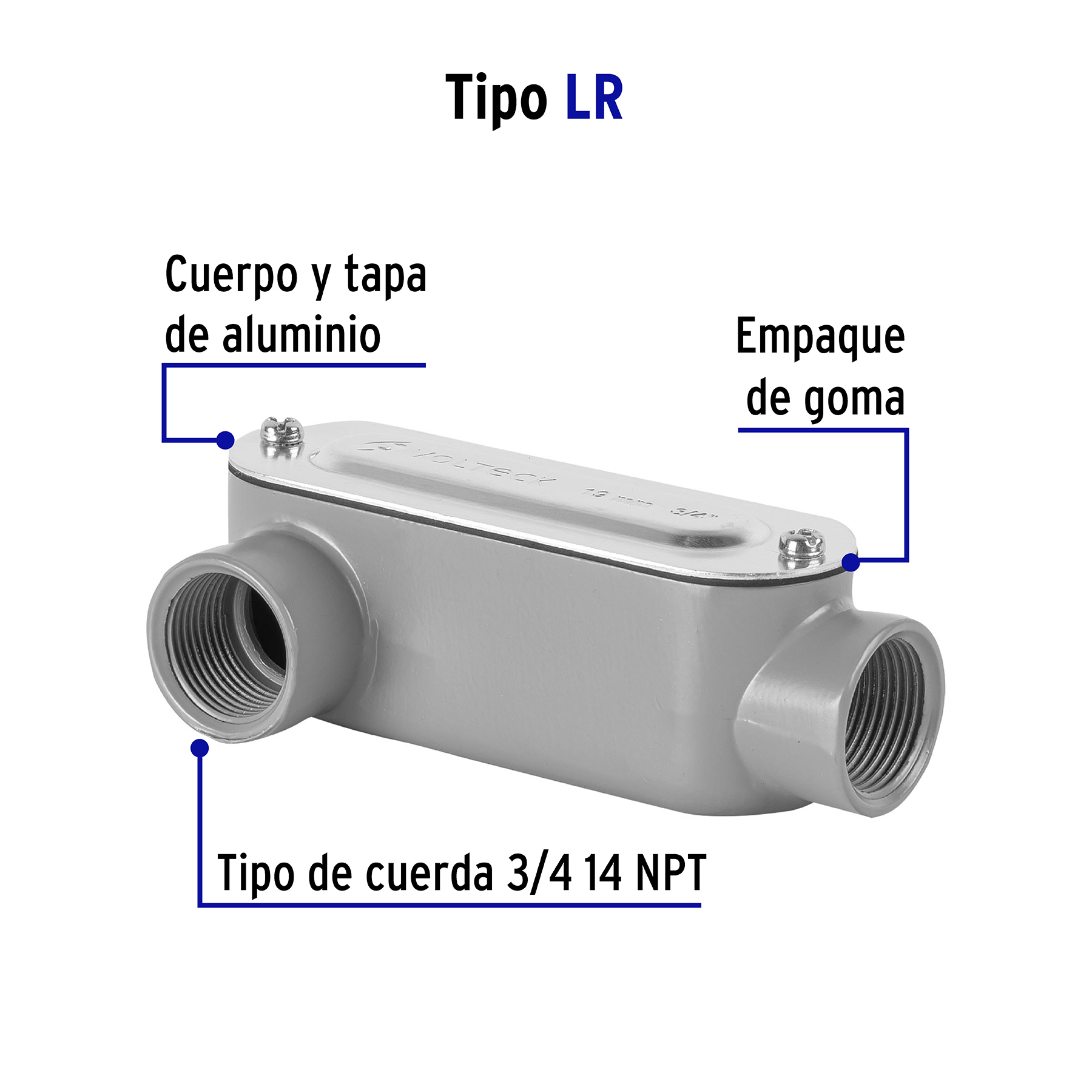 Condulet 3/4' conexión tipo LR, VOLTECK - Imagen 3