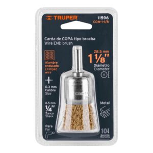 Carda tipo brocha 1-1/8' alambre grueso para taladro, TRUPER - Imagen 5