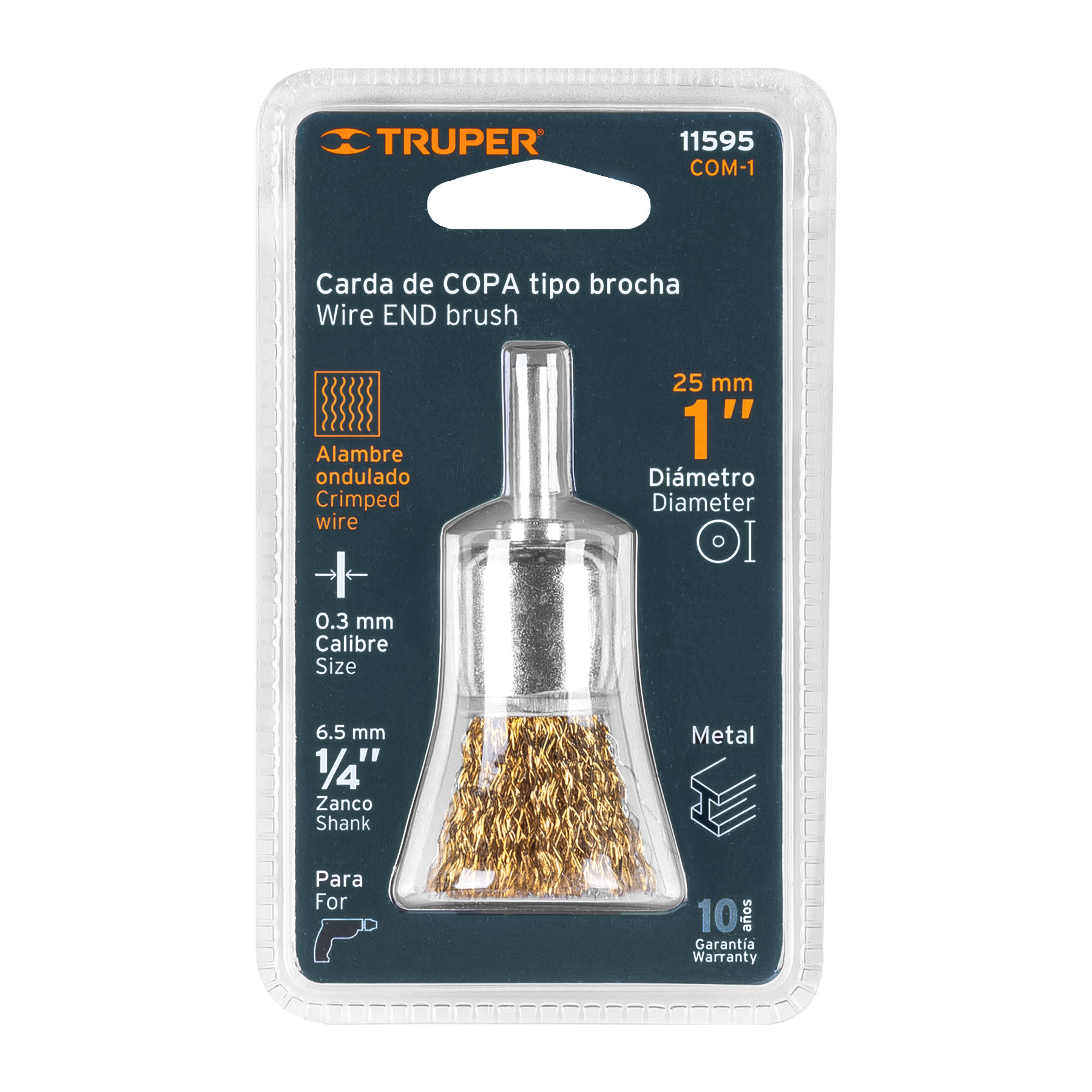 Carda tipo brocha 1' alambre grueso para taladro, TRUPER - Imagen 5