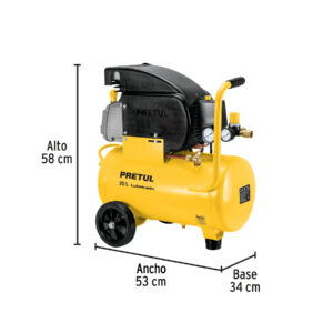 Compresor lubricado, 20L, 2-1/2HP, horizontal, 127V, PRETUL - Imagen 3