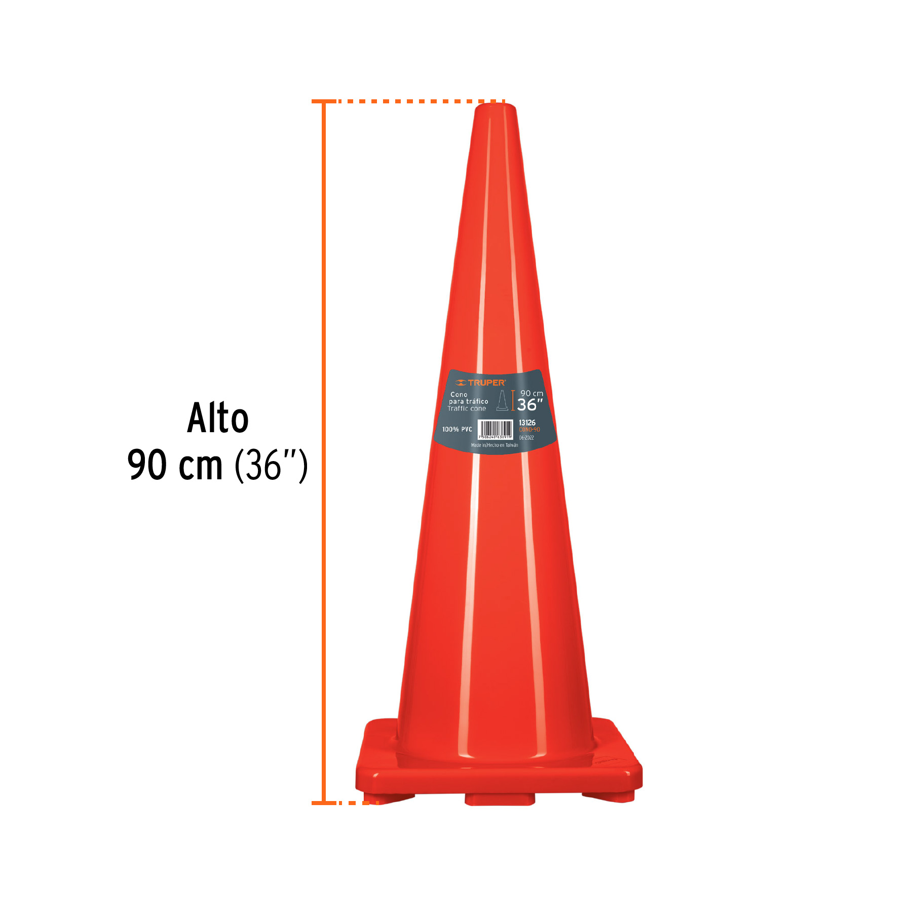 Cono de precaución de 90 cm de PVC, TRUPER - Imagen 3