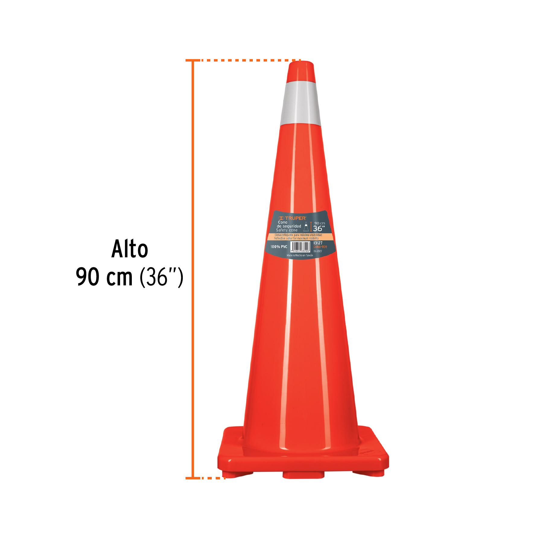 Cono de precaución de 90 cm de PVC con reflejante, TRUPER - Imagen 3