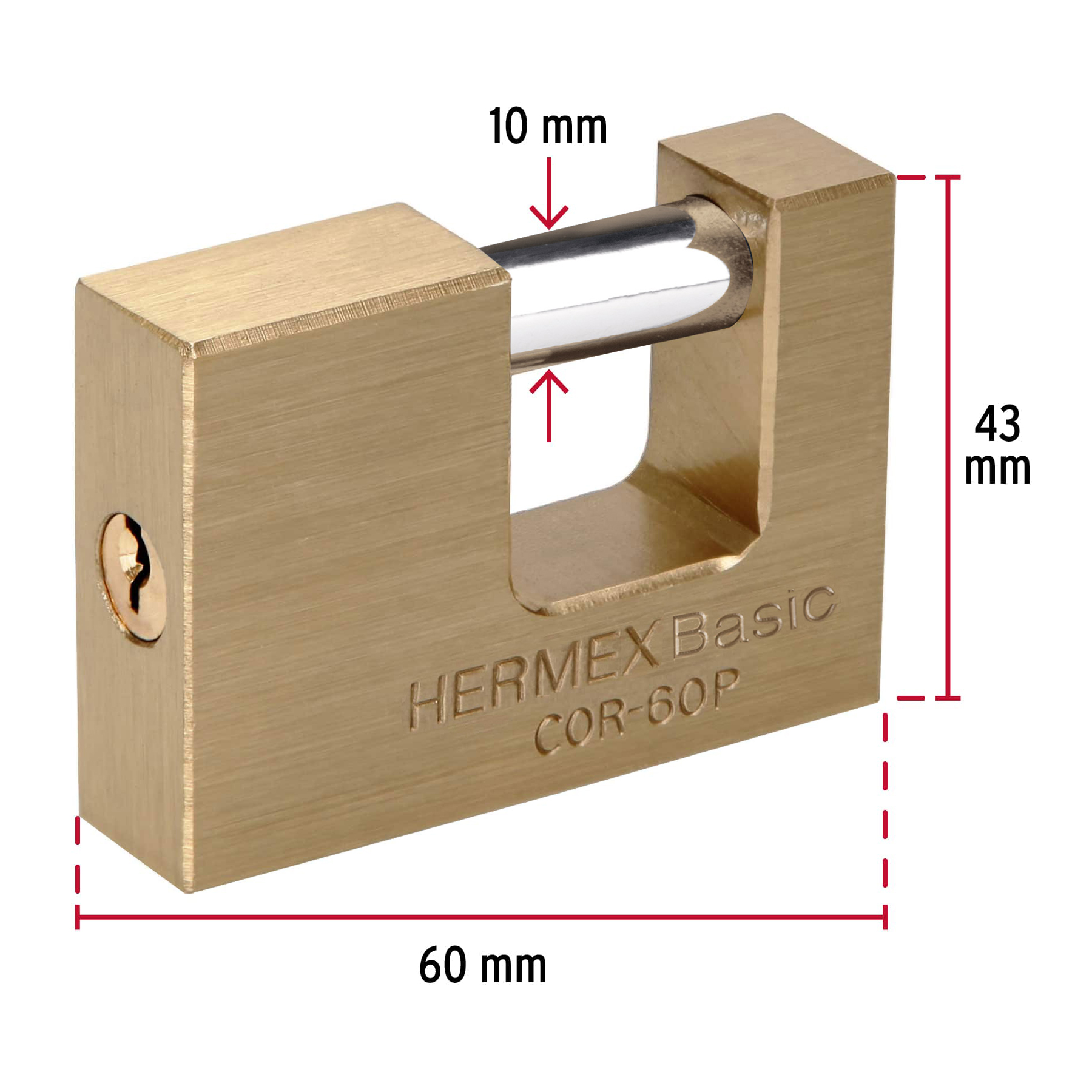Candado antipalanca 60 mm cuerpo de latón, HERMEX BASIC - Imagen 5