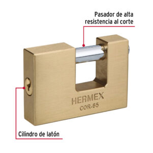 Candado antipalanca, 65mm, cuerpo de latón llave tradicional - Imagen 6