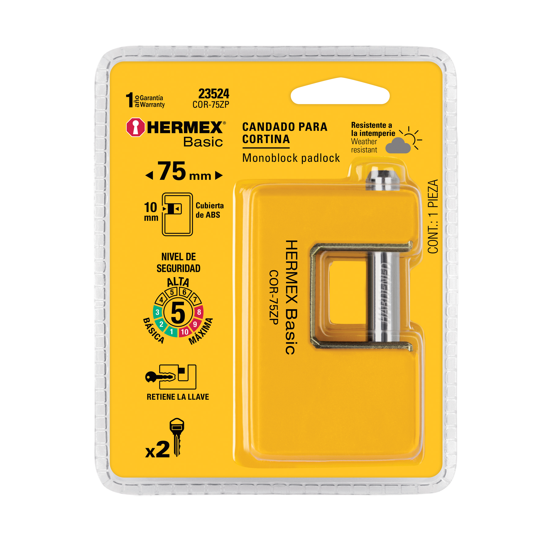 Candado antipalanca 75 mm cuerpo metálico, HERMEX BASIC - Imagen 7