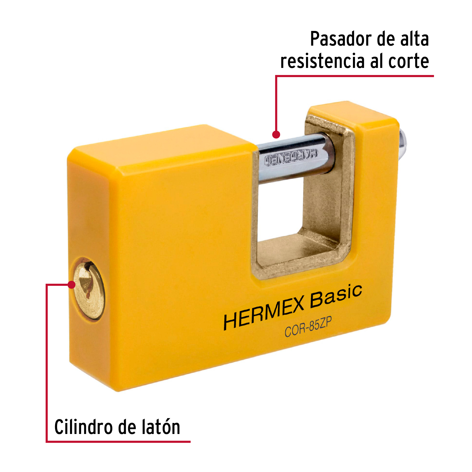 Candado antipalanca 85 mm cuerpo metálico, HERMEX BASIC - Imagen 6