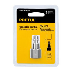 Conector rápido de acero, hembra, cuerda 1/4' NPT, PRETUL - Imagen 4