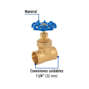 Válvula de compuerta de latón soldable de 1 1/4', FOSET - Imagen 3