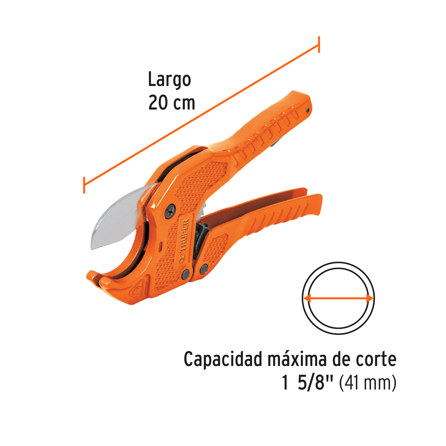 Cortador de tubo plástico, corte 1-5/8' (41 mm), TRUPER - Imagen 4