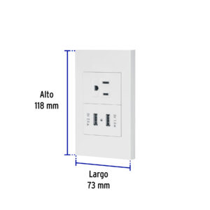 Placa armada 1contacto, 2puertos USB, 1.5mod,Española,blanco - Imagen 5