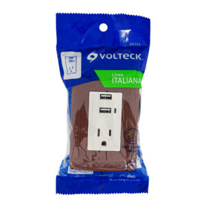 Contacto aterrizado + 2 puertos USB, madera, línea Italiana - Imagen 7