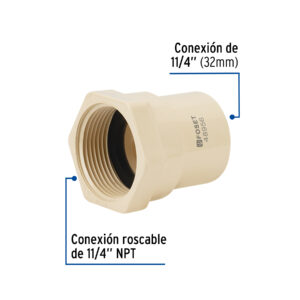Conector hembra CPVC 1-1/4', FOSET - Imagen 3