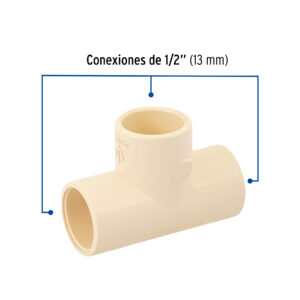 Tee sencilla de CPVC de 1/2', FOSET - Imagen 3