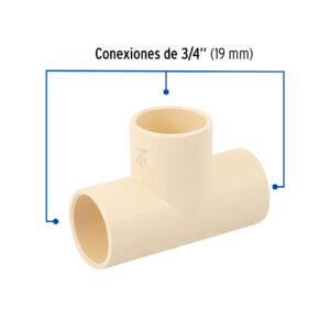 Tee sencilla de CPVC de 3/4', FOSET - Imagen 3