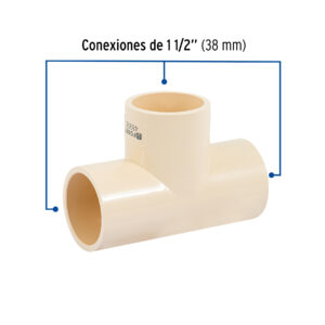 Tee sencilla de CPVC de 1-1/2', FOSET - Imagen 3