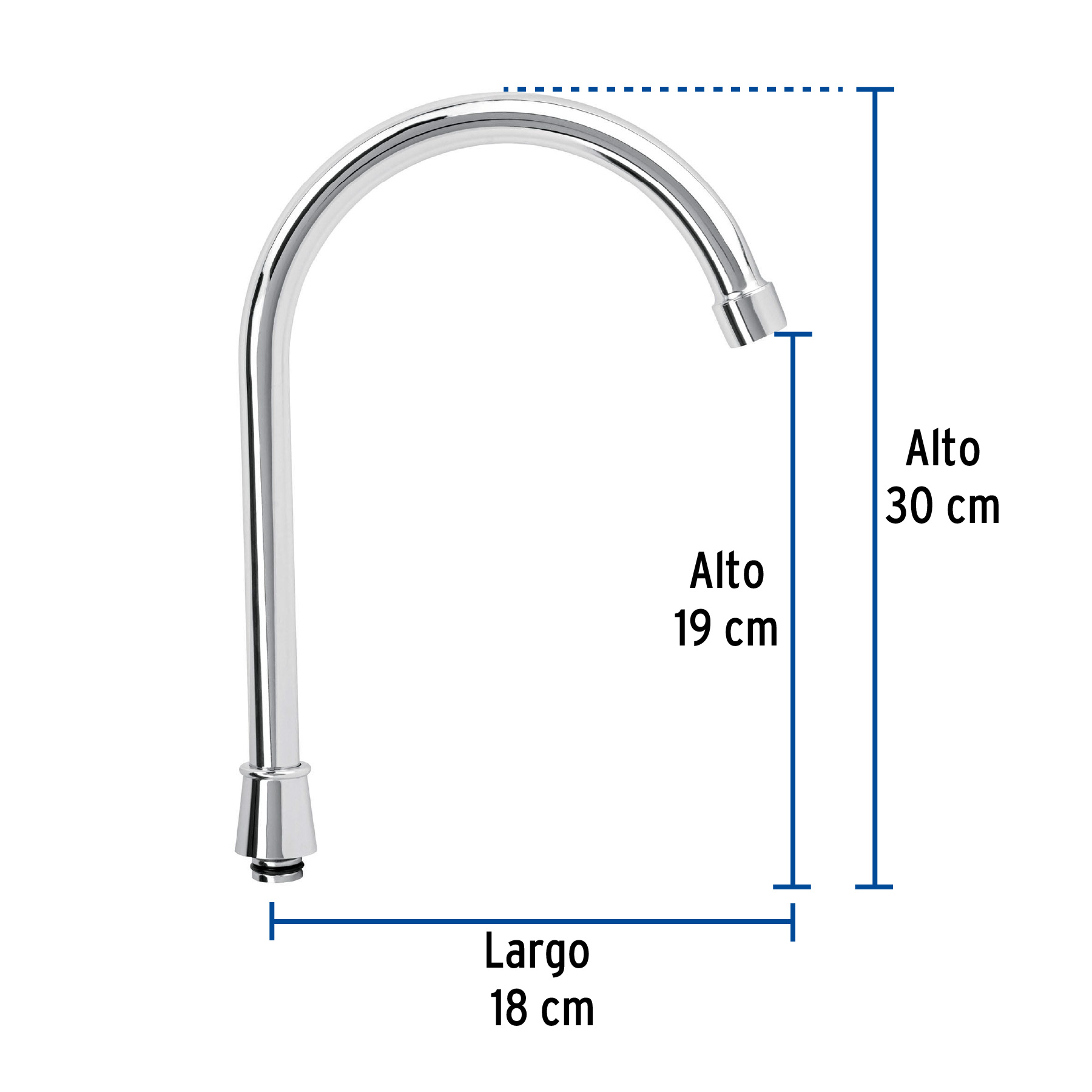 Cuello alto para mezcladora de fregadero, cromo, BASIC - Imagen 4