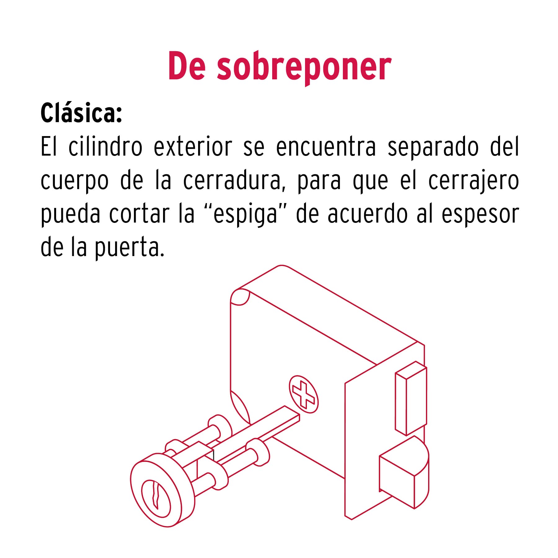 Cerradura sobreponer der clásica, llave tradicional, caja - Imagen 4