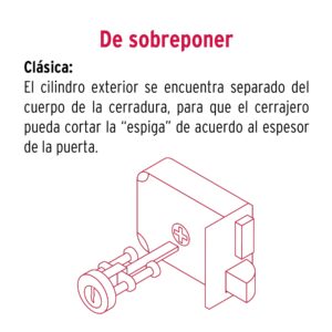 Cerradura sobreponer izq clásica, llave tradicional, caja - Imagen 5