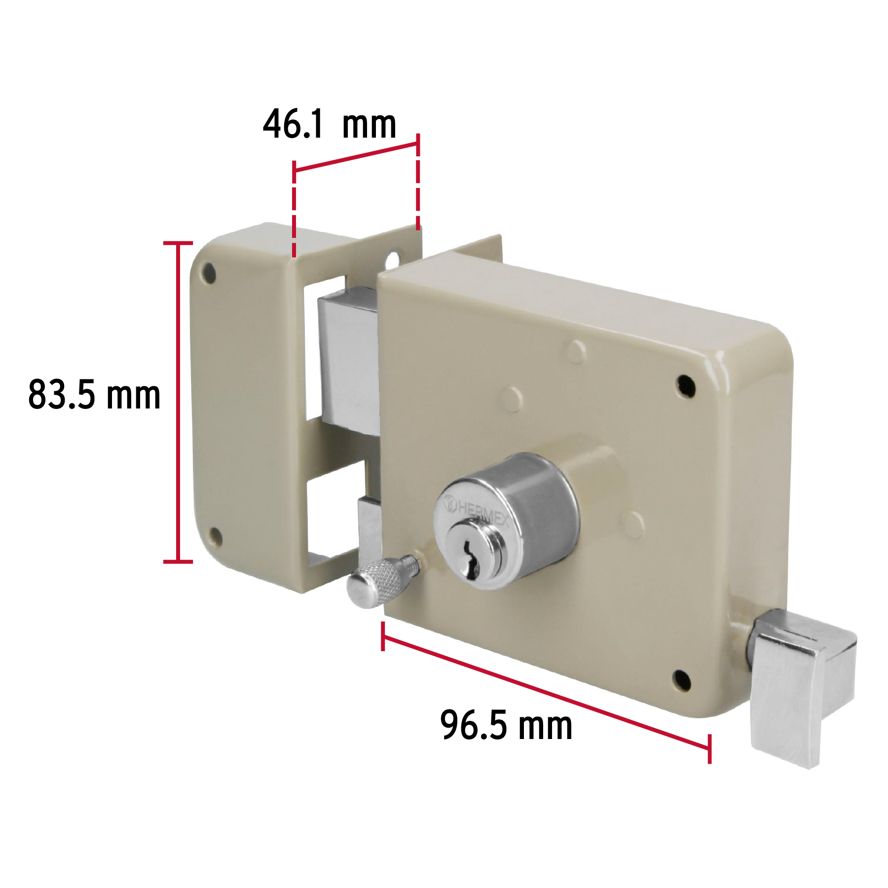 Cerradura sobreponer izq instala-fácil, caja, HERMEX BASIC - Imagen 7