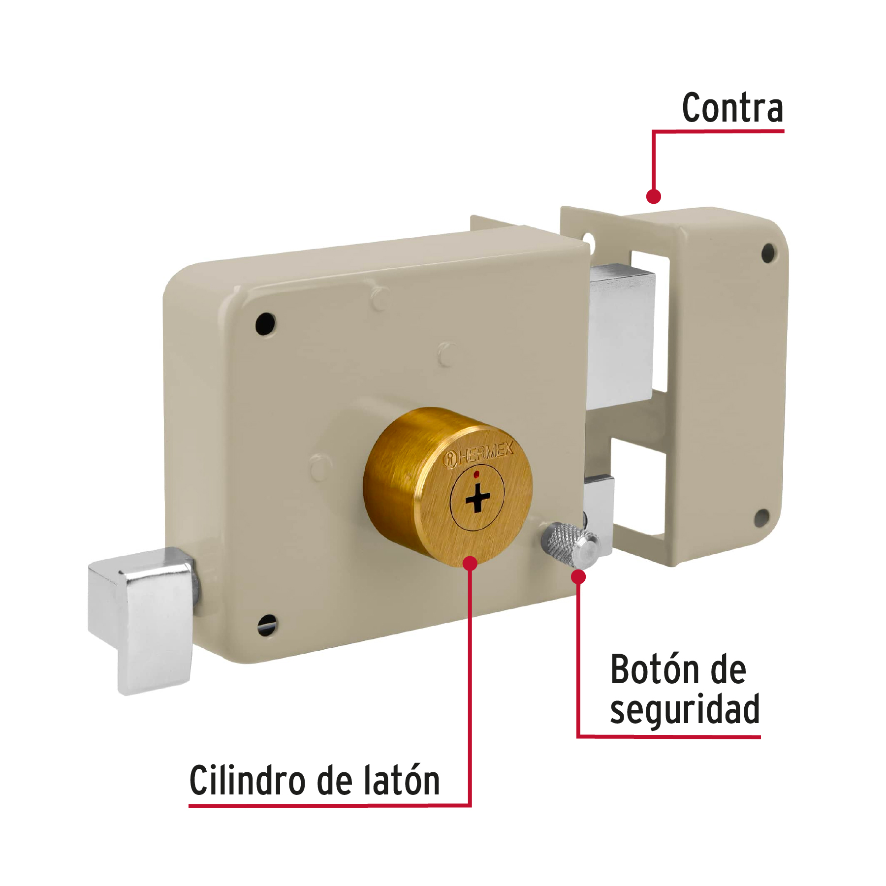 Cerradura sobreponer der instala-fácil, llave tetra, blíster - Imagen 5