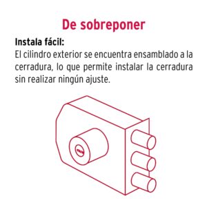 Cerradura sobreponer 3 barras instala-fácil, llave puntos - Imagen 5