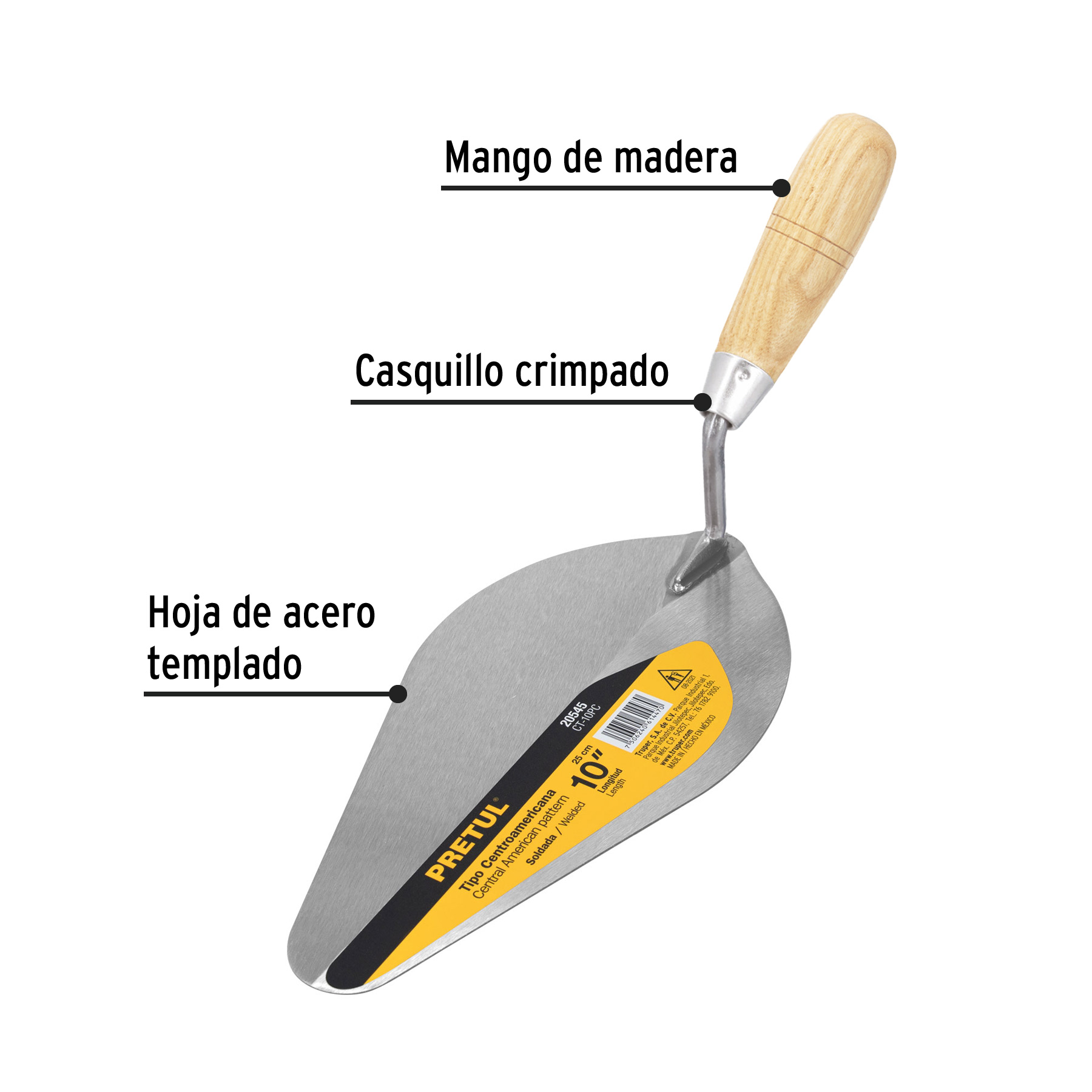 Cuchara para albañil 10' tipo Centroamericana, PRETUL - Imagen 3
