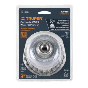 Carda copa 4' alambre trenzado grueso, Multi-rosca, TRUPER - Imagen 5