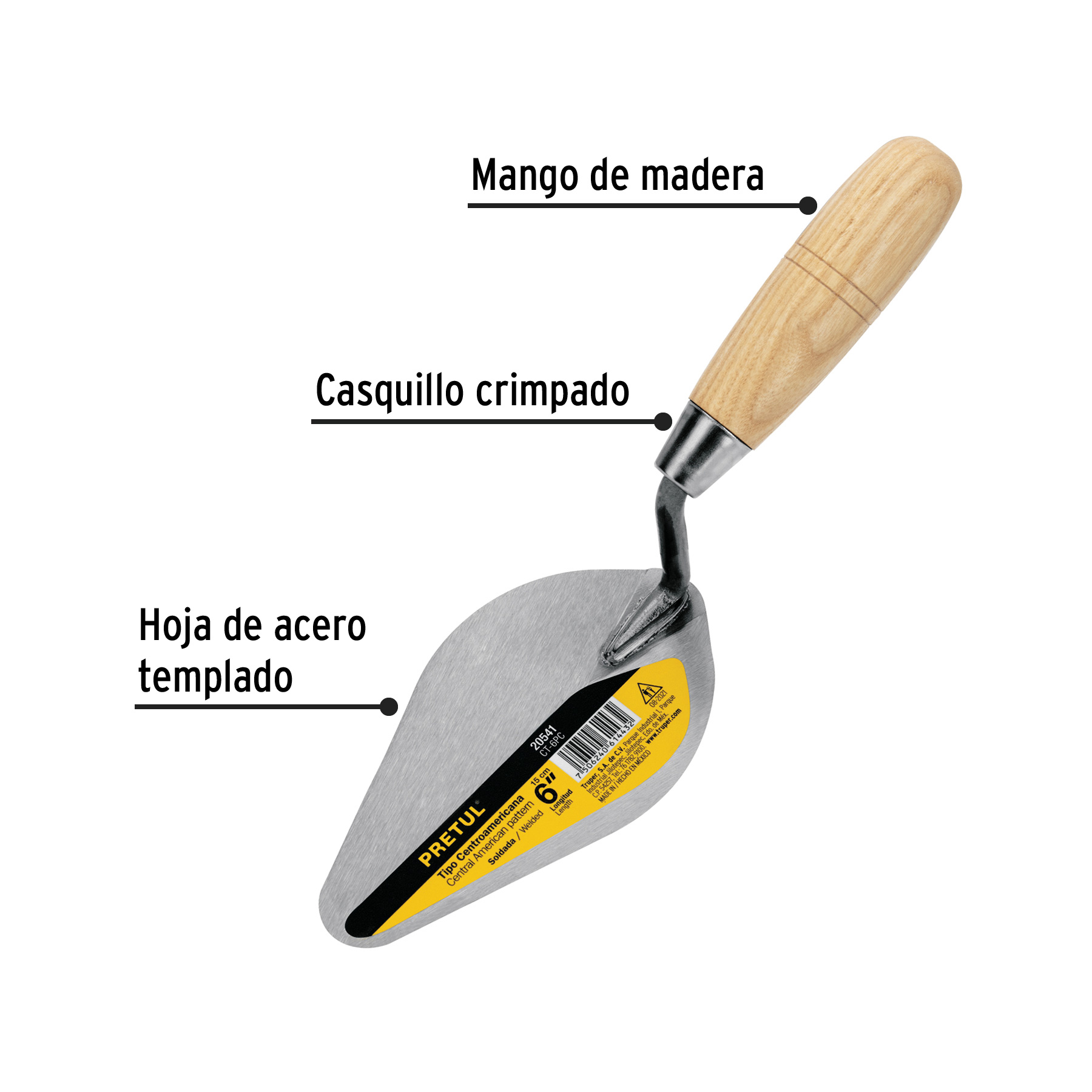 Cuchara para albañil 6' tipo Centroamericana, PRETUL - Imagen 3