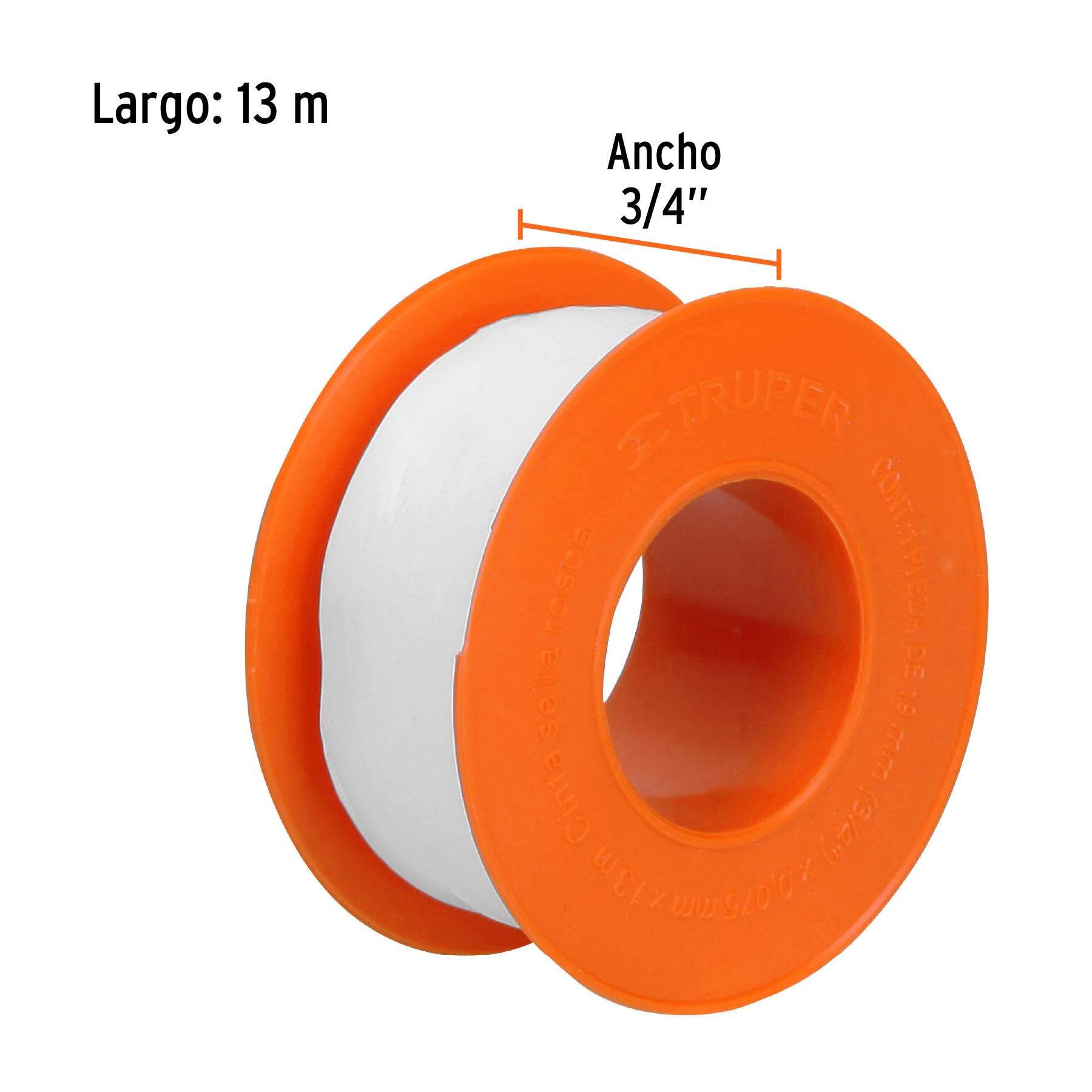 Cinta sella roscas 3/4' x 13m, uso general, TRUPER - Imagen 3