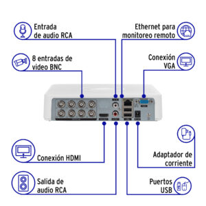 Kit video vigilancia, 8 canales, 4 cámaras, 5MP, Disco 1TB - Imagen 5