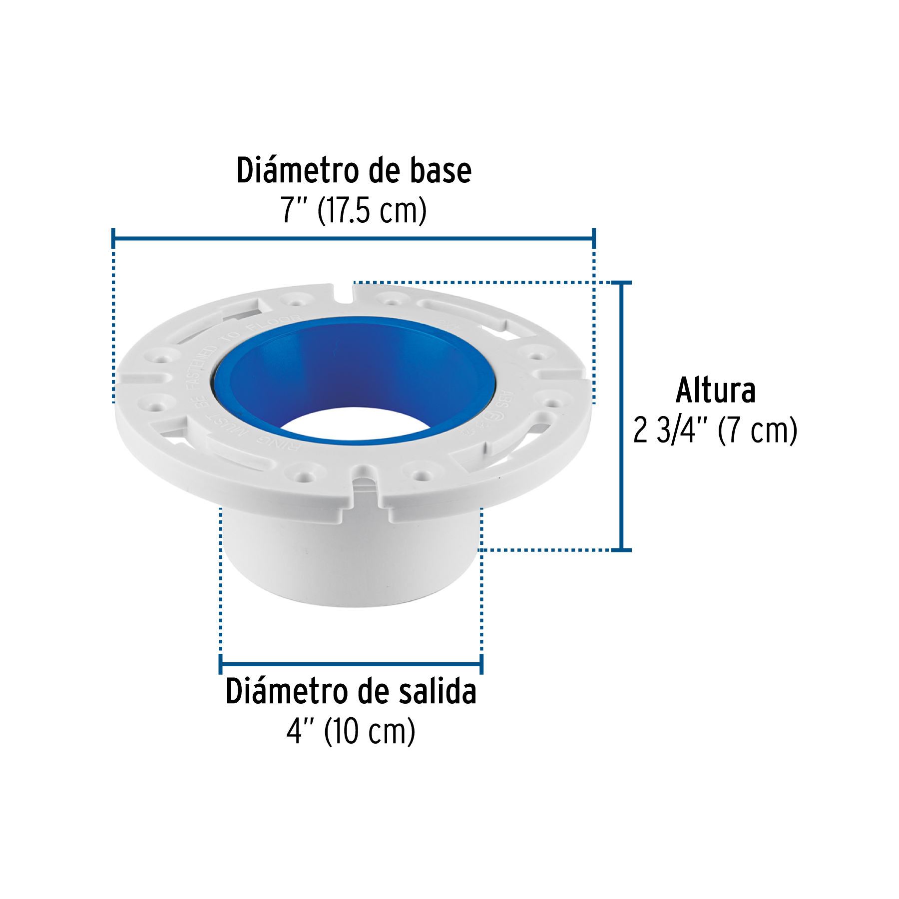 Brida para WC con cuello, para tubería de 4', FOSET - Imagen 4