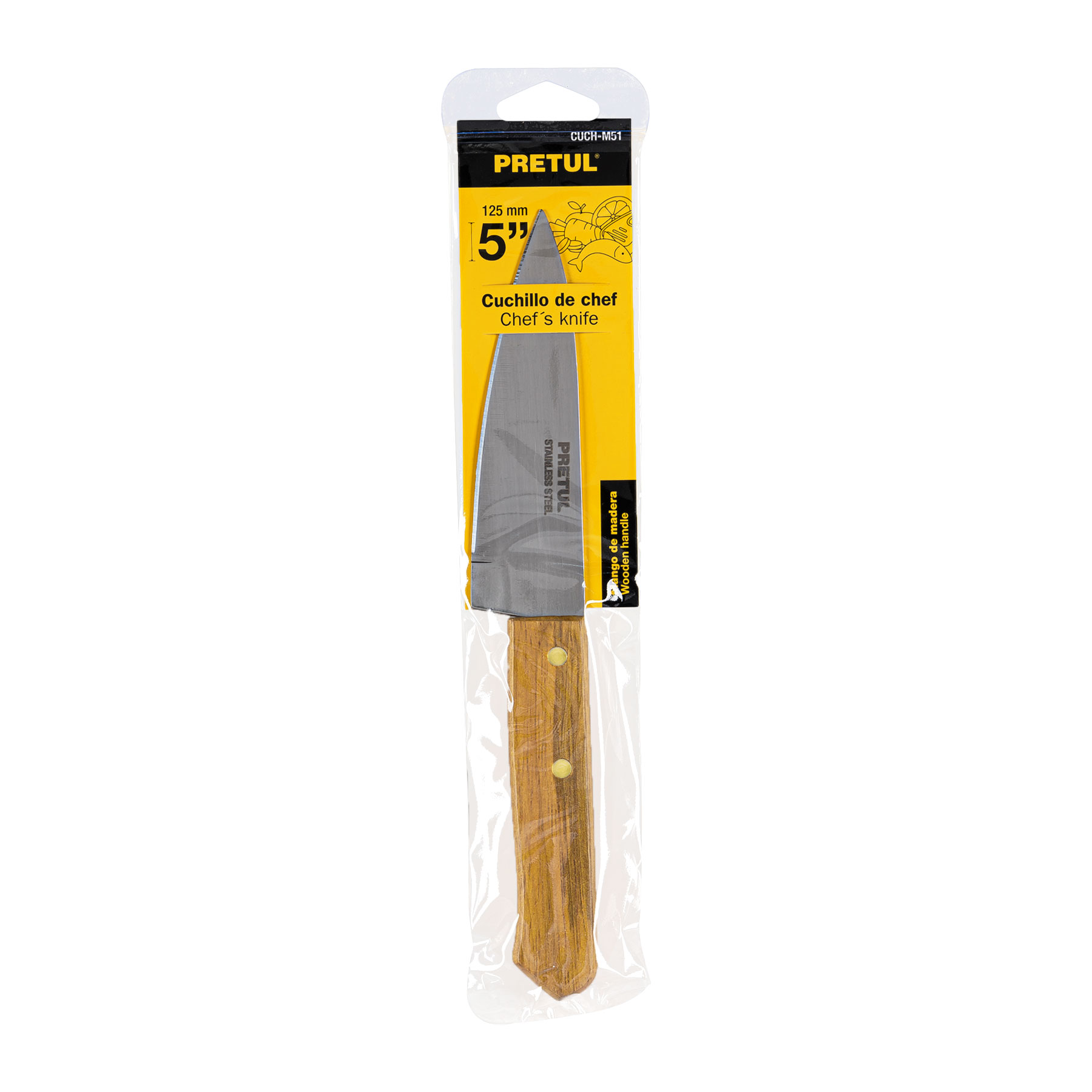 Cuchillo de chef 5' mango de madera, PRETUL - Imagen 5