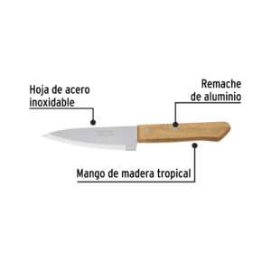 Cuchillo de chef 5' mango de madera, PRETUL - Imagen 3