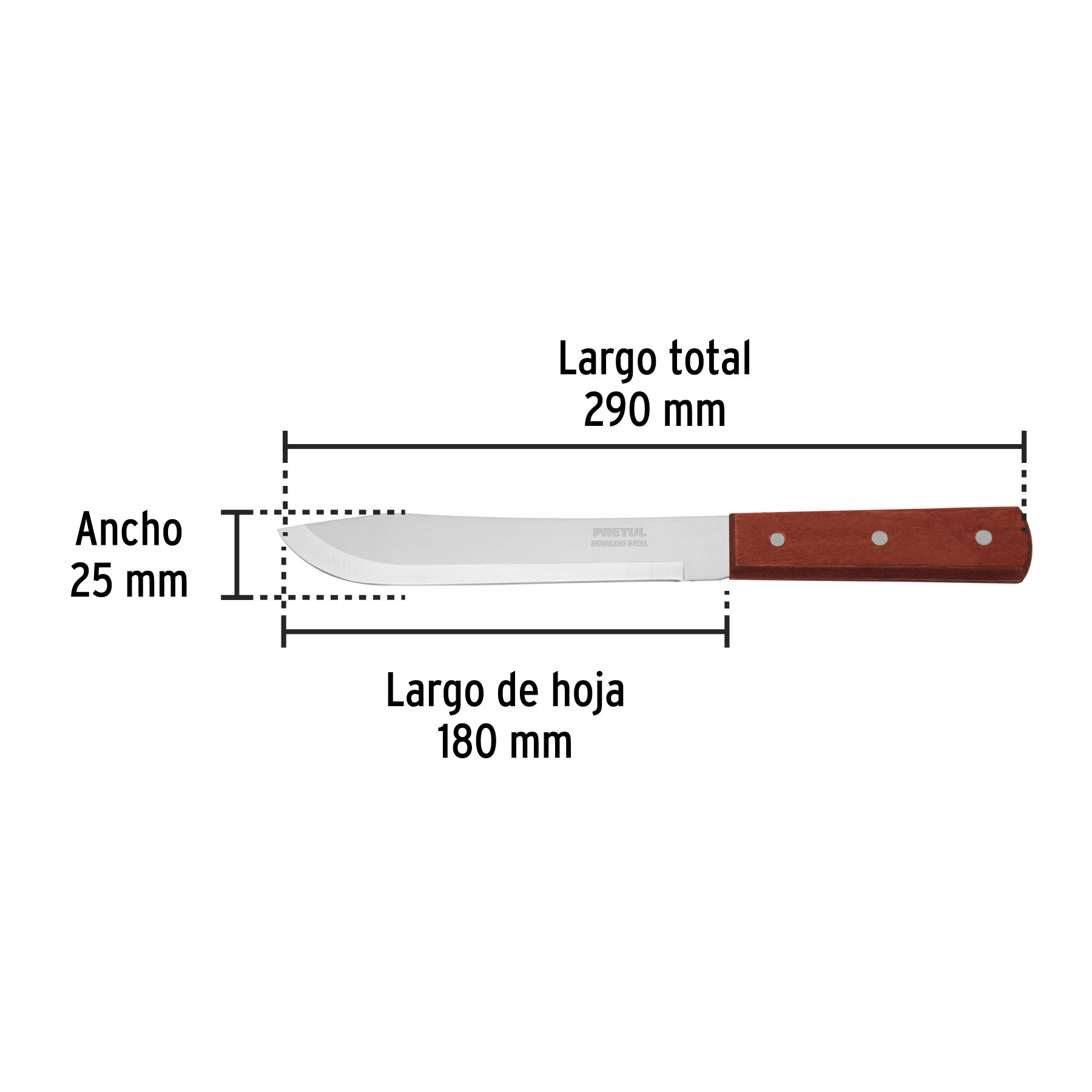 Cuchillo cebollero 7' mango de madera, PRETUL - Imagen 4