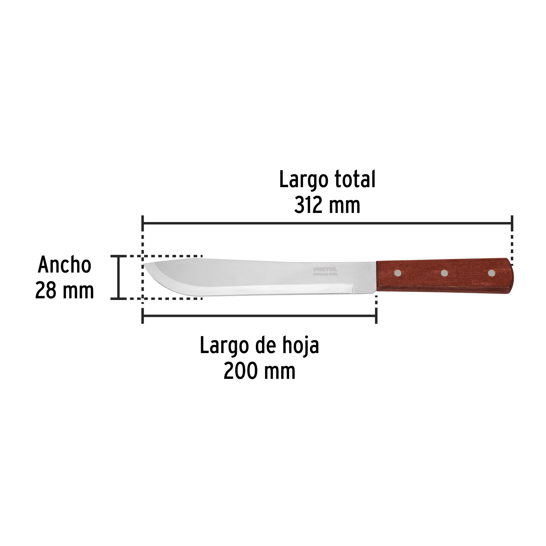 Cuchillo cebollero 8' mango de madera, PRETUL - Imagen 4