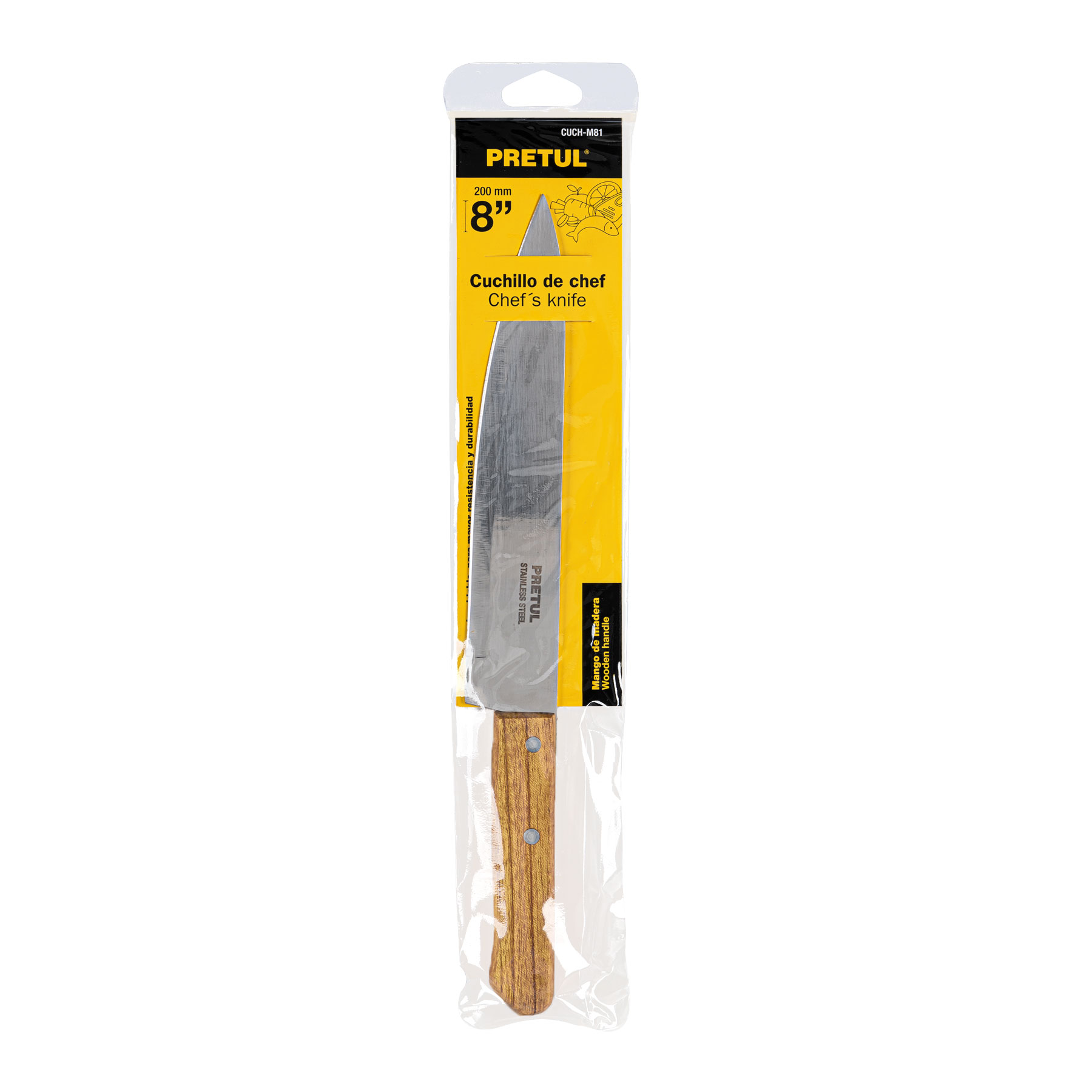 Cuchillo de chef 8' mango de madera, PRETUL - Imagen 5